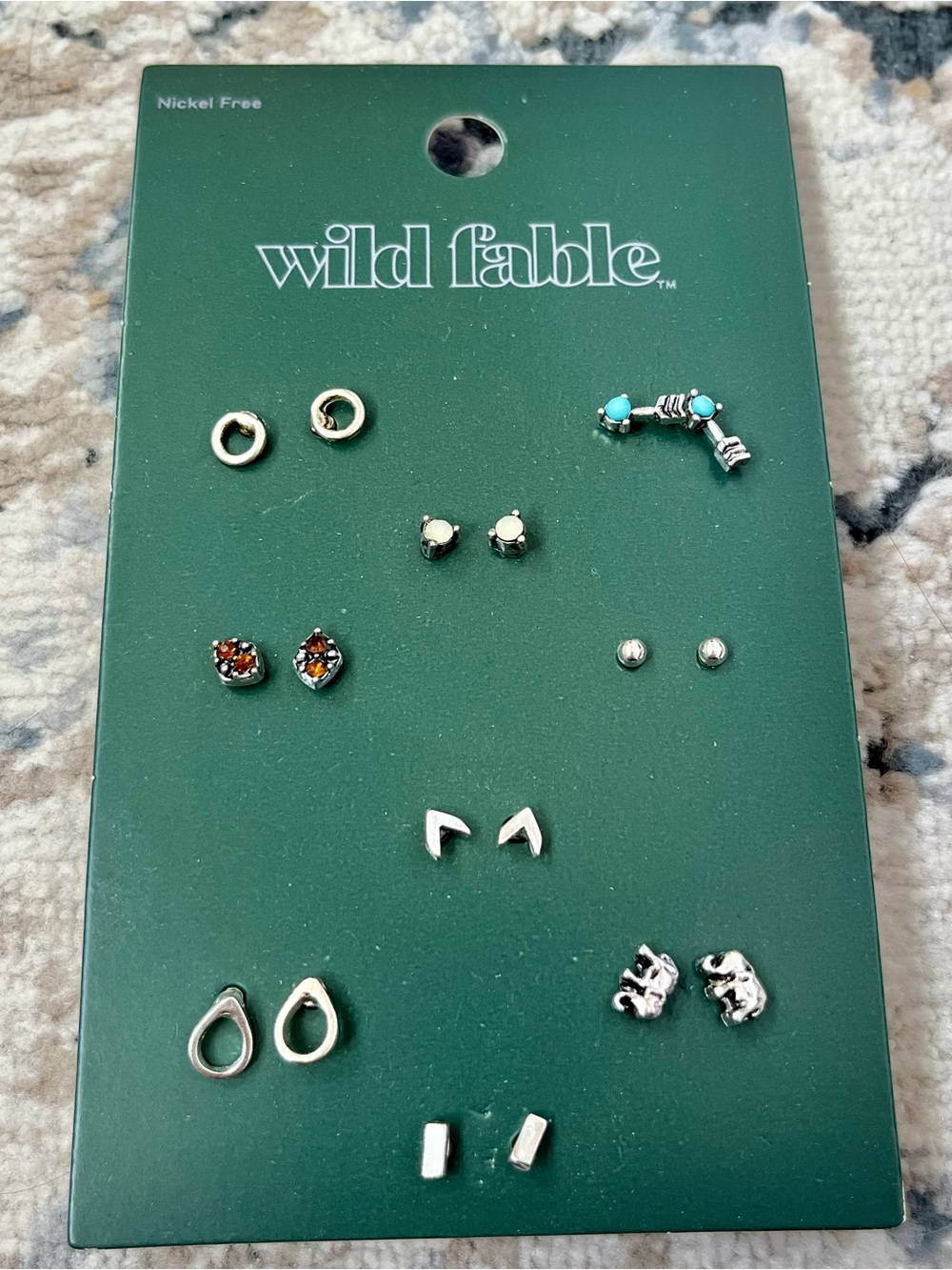 wild fable Silver Stud and Turquoise Accent Earring Set